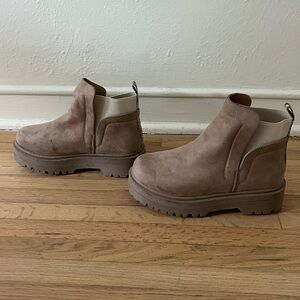 Taupe Suede Chelsea Platform Boots